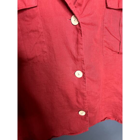 Marc New York Linen Button Shirt Women's Size Large Lagenlook Boxy Nautical - Picture 2 of 10